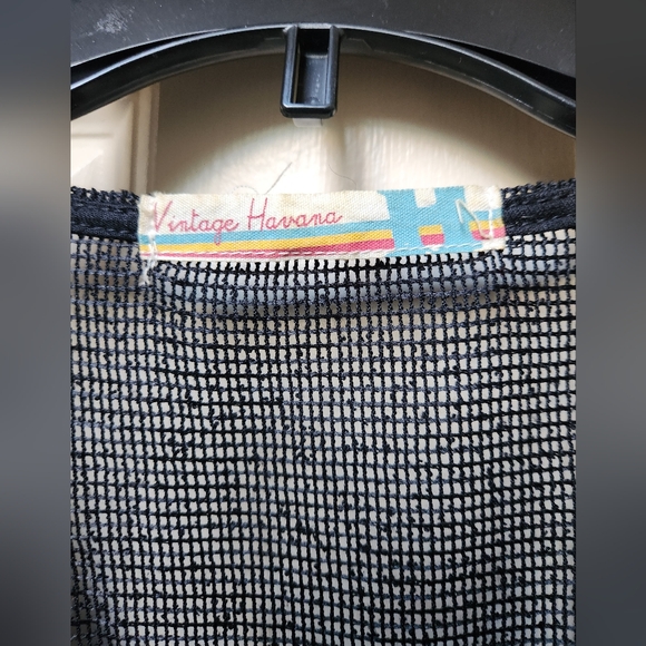 Vintage Havana Black Sheer Women's Cropped Top, Large - Picture 2 of 10